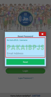lupa password dan email login jkn mobile